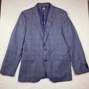 The Savile Row Company Men’s Blue Mayfair Plaid Sports Coat - 40R